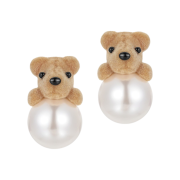 Yvmin Flocked Bear Drop Earrings Brown - 24FW