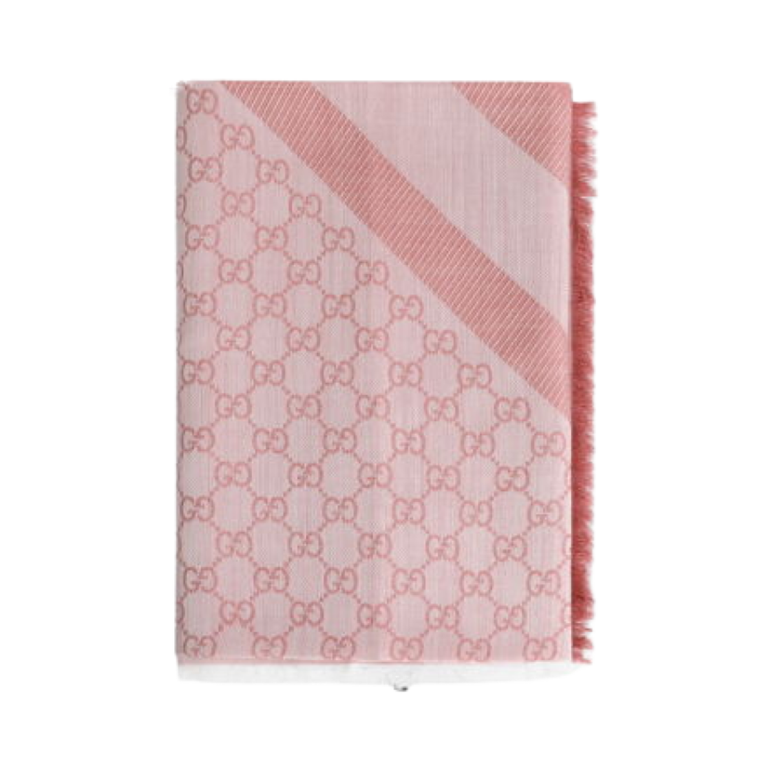 281942-3G704-6978 (W) Gucci GG Jacquard Wool Silk Scarf Pink