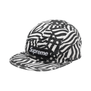 Supreme Washed Chino Twill Camp Cap Black Flags - 20SS