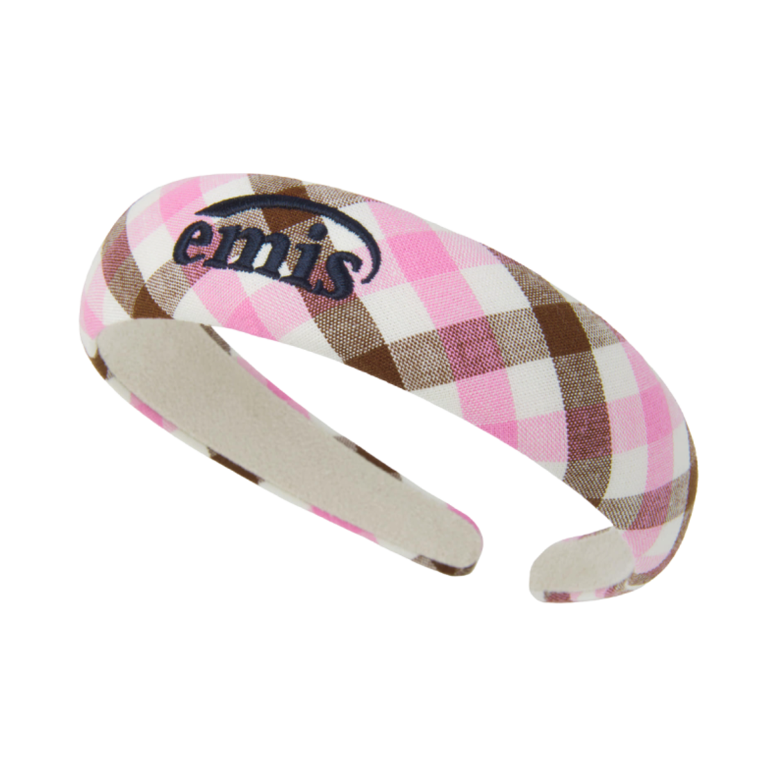 (W) 이미스 블록 체크 헤어밴드 핑크 브라운((W) Emis Block Check Hairband Pink Brown) - 1