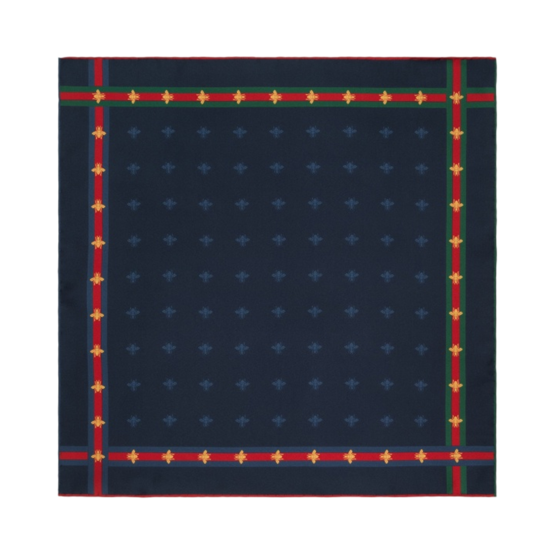 구찌 비 패턴 실크 포켓 블루 실크(Gucci Bee Pattern Silk Pocket Square Blue Silk) - 1