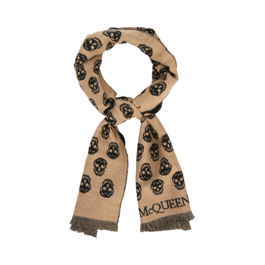 Alexander McQueen Reversible Skull Scarf Beige