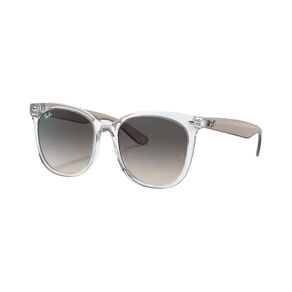 레이밴 4379D 폴리쉬드 투명 프레임 그레이 그라디언트 렌즈 로우 브릿지 핏(Ray-Ban 4379D Polished Transparent Frame Grey Gradient Lenses Low Bridge Fit) - 1