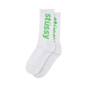 Stussy Helvetica Crew Socks White Kelly