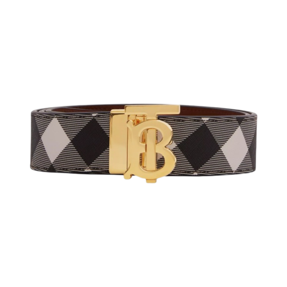 버버리 리버시블 체크 레더 TB 벨트 다크 버치 브라운(Burberry Reversible Check and Leather TB Belt Dark Birch Brown) - 2