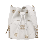 Chanel Mini Bucket with Chain Grained Calfskin & Gold White