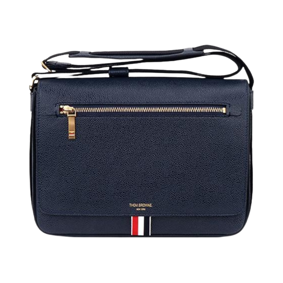 톰브라운 토날 스트랩 레더 리포터백 네이비