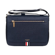 Thom Browne Tonal Strap Leather Reporter Bag Navy