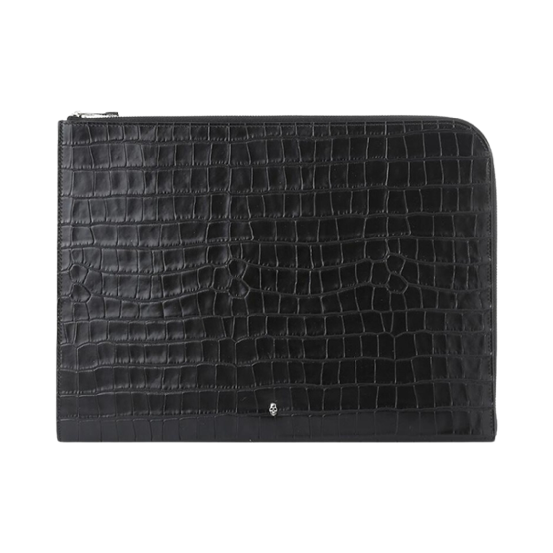 550852DZTFY1000 Alexander McQueen Croco Detail Zip Clutch Black