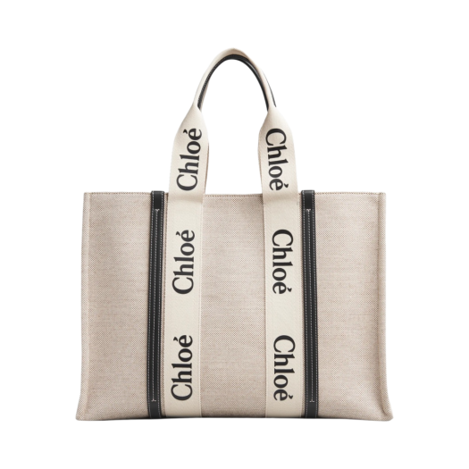 Chloe Woody Large Tote Bag White Full Blue