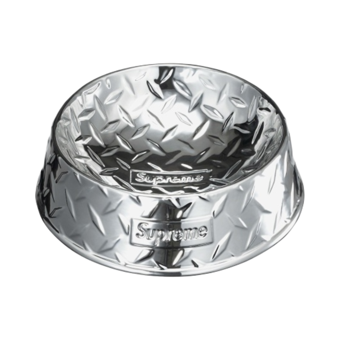 슈프림 다이아몬드 플레이트 도그 보울 실버 - 23SS