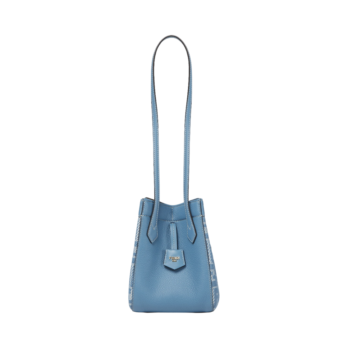 8BS083AUQ7F1SKL Fendi Origami FF Jacquard Leather Mini Bag Blue