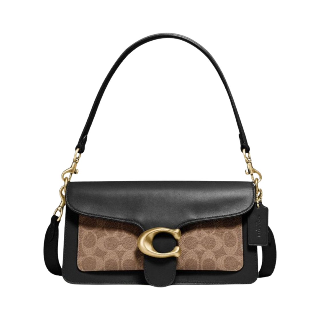 코치 태비 숄더백 시그니쳐 캔버스 탄 블랙(Coach Tabby Shoulder Bag with Signature Canvas Tan Black) - 1
