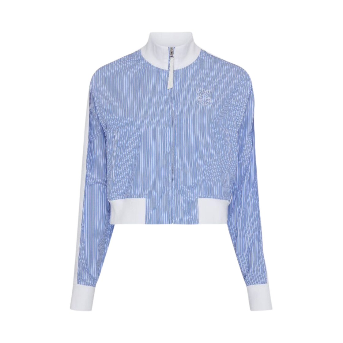 (W) 로에베 스트라이프 코튼 트랙수트 자켓 블루 화이트((W) Loewe Tracksuit Jacket in Striped Cotton Blue White)