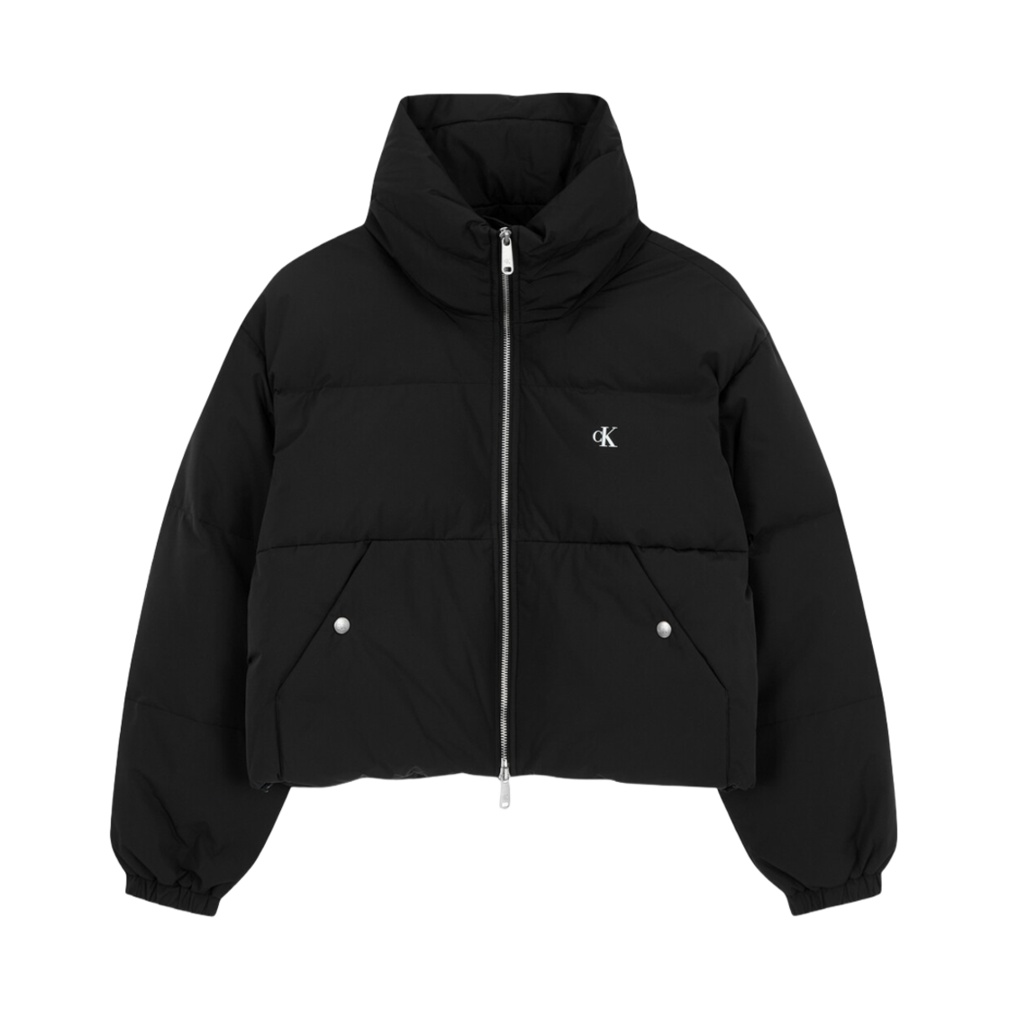 J225572BEH (W) Calvin Klein Volume Neck Cropped Down Puffer Black