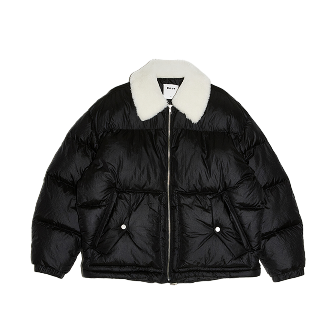 BDWTPD001BK En Or Women Shearing Collar Padding Jacket Black