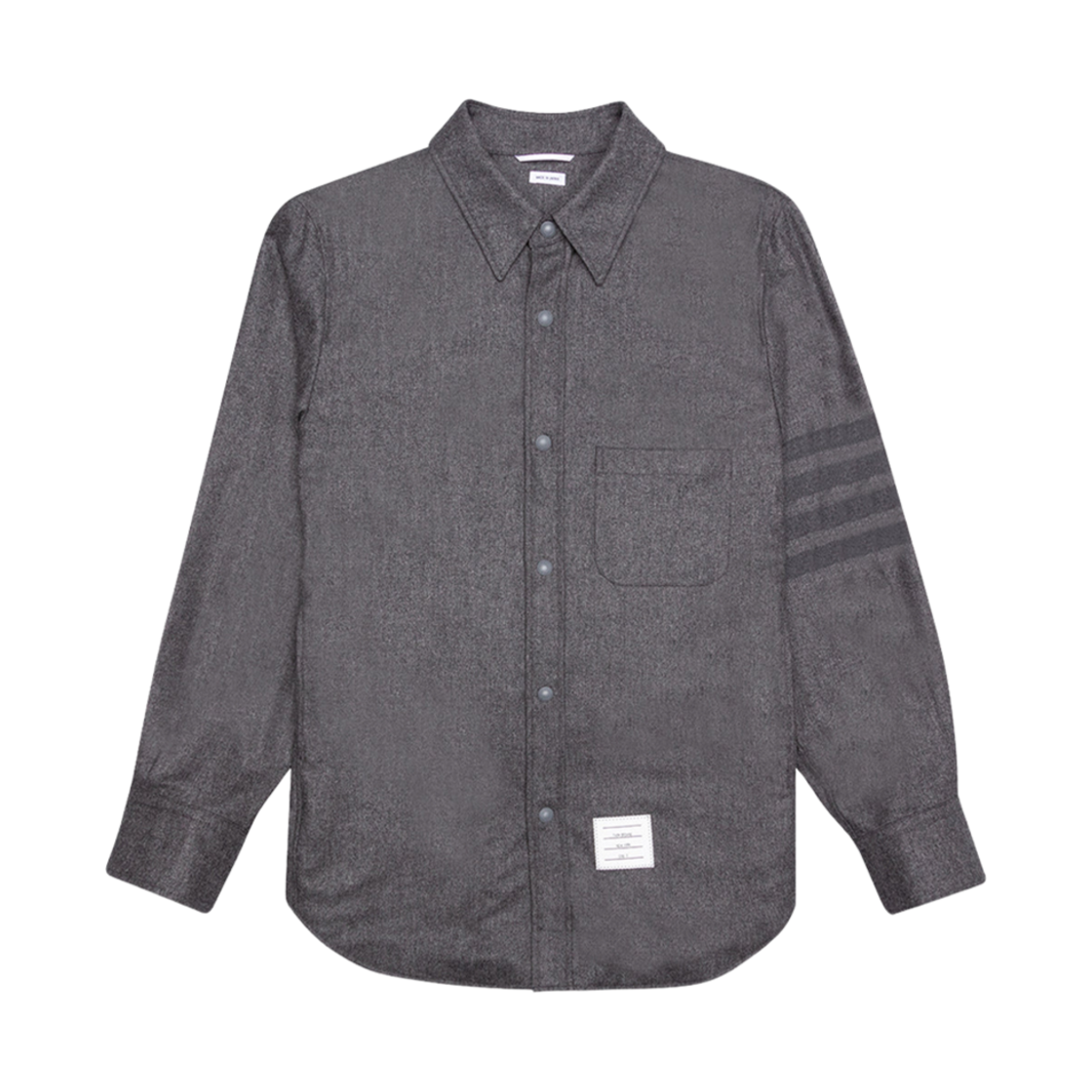 MJO055A-06393-035 Thom Browne Wool Cashmere Flannel Tonal 4-Bar Shirt Jacket Medium Grey - 대표 이미지 #1