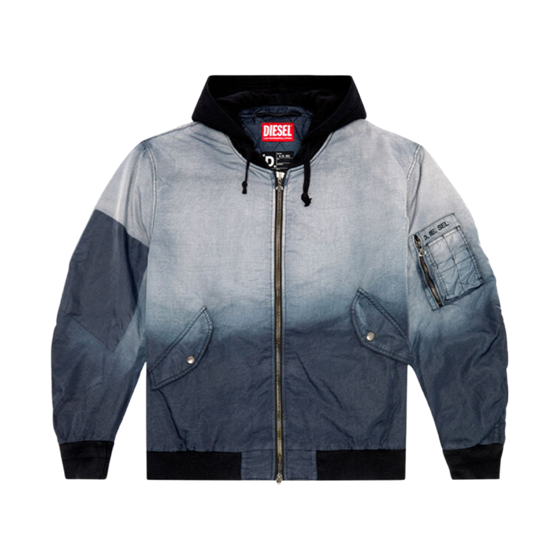 디젤 후드 봄버 트리티드 나일론 사틴 블루(Diesel Hooded Bomber Treated Nylon Satin Blue) - 1