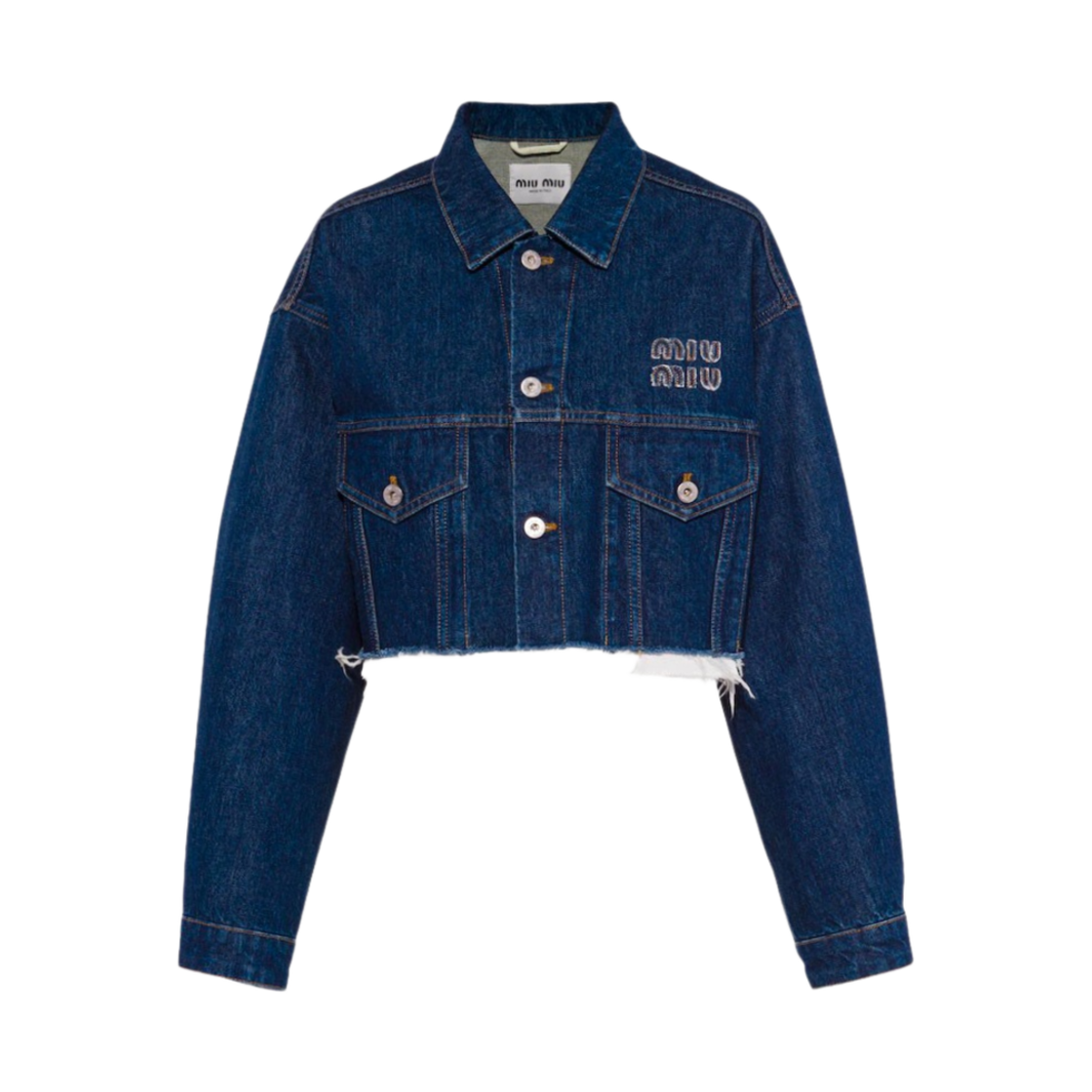 (W) 미우 미우 데님 블루종 자켓 블루((W) Miu Miu Denim Blouson Jacket Blue) - 1