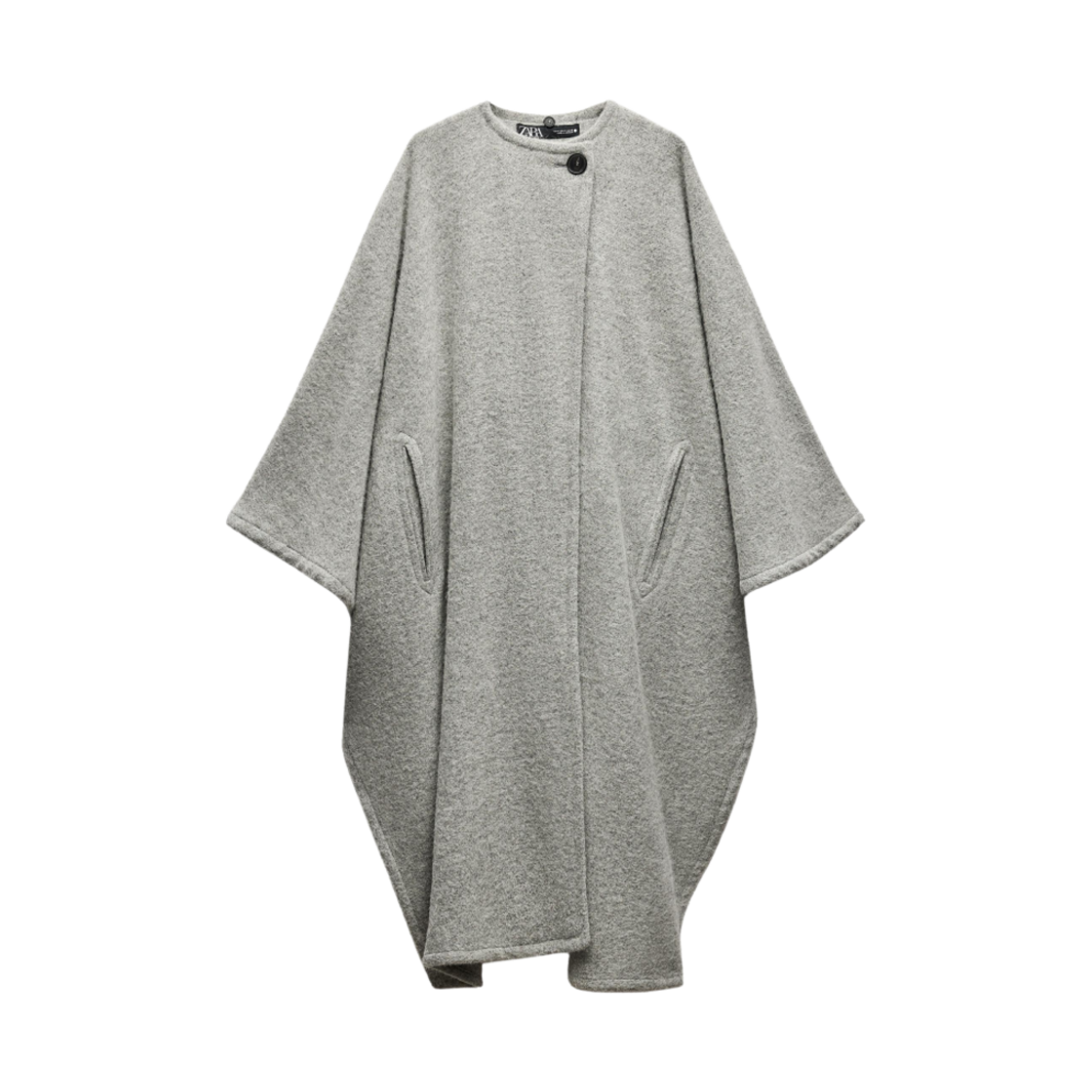 W) 자라 알파카 블렌드 스카프 케이프 코트 ZW 컬렉션 그레이