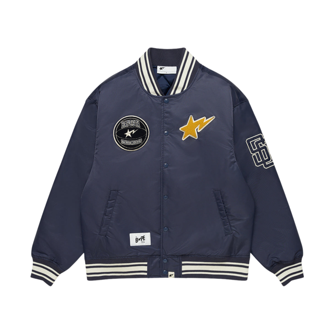 베이프 x 스타디움 굿즈 바시티 자켓 네이비(BAPE x Stadium Goods Varsity Jacket Navy) - 1