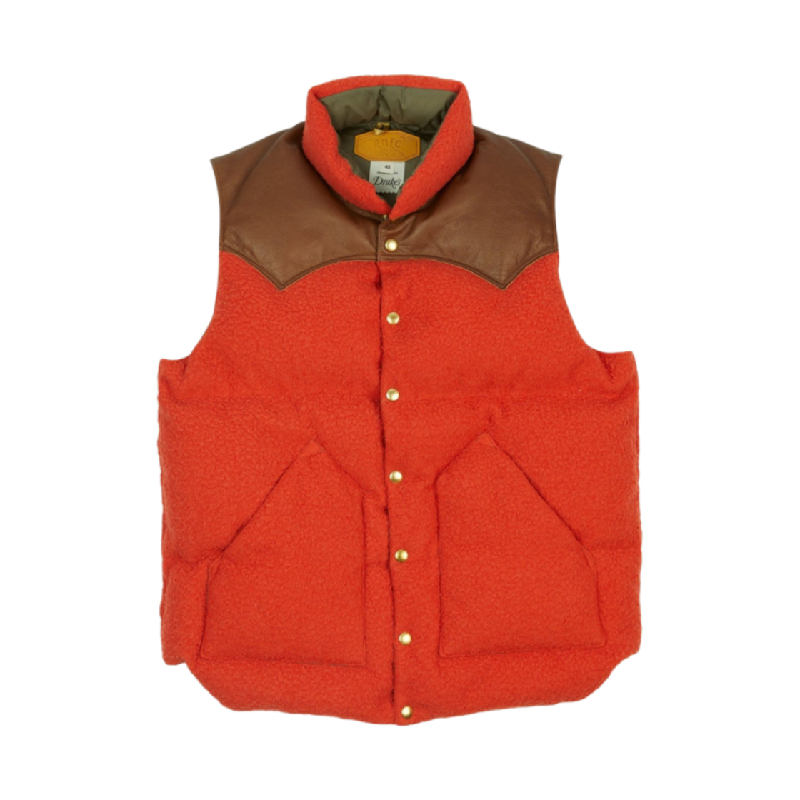 DR2A1Y-24701-01-800 Drake's x Rocky Mountain Featherbed Casentino Wool Christy Down Vest Orange