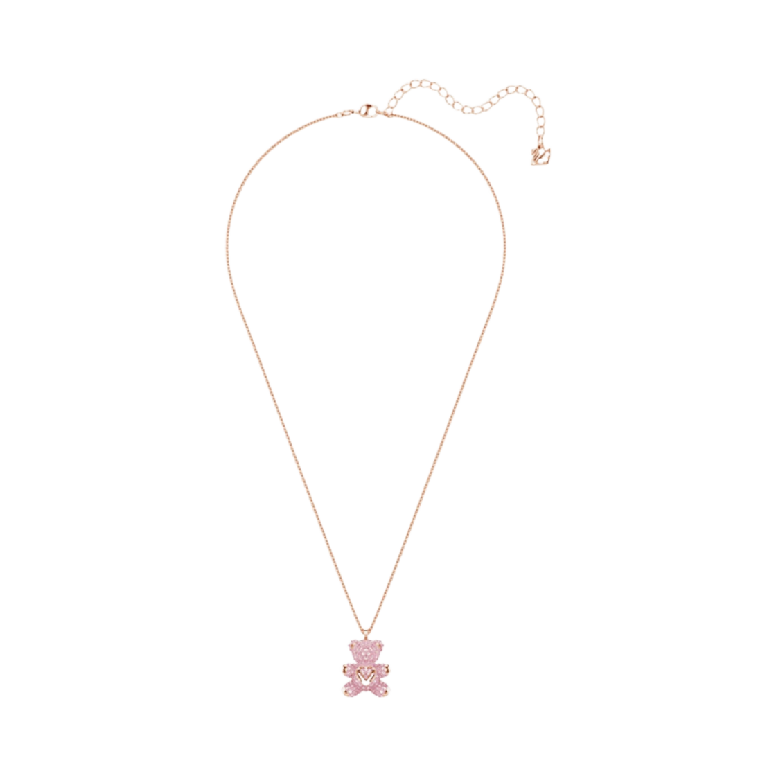 (W) 스와로브스키 테디 펜던트 베어 핑크 로즈 골드 플래팅((W) Swarovski Teddy Pendant Bear Pink Rose Gold Plated)