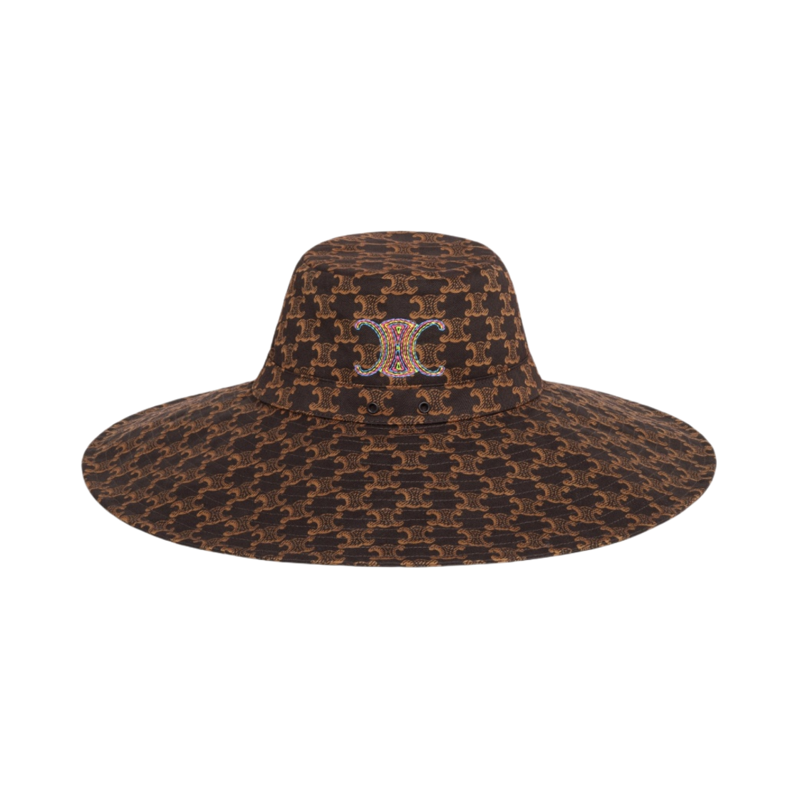 (W) 셀린느 모노그램 코튼 트리옹프 워킹 햇 마론 카라멜((W) Celine Triomphe Walking Hat in Monogram Cotton Marron Caramel) - 1