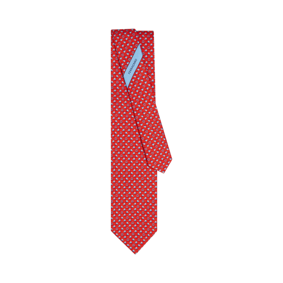 351243-779459 Ferragamo Elephant Print Silk Tie Red