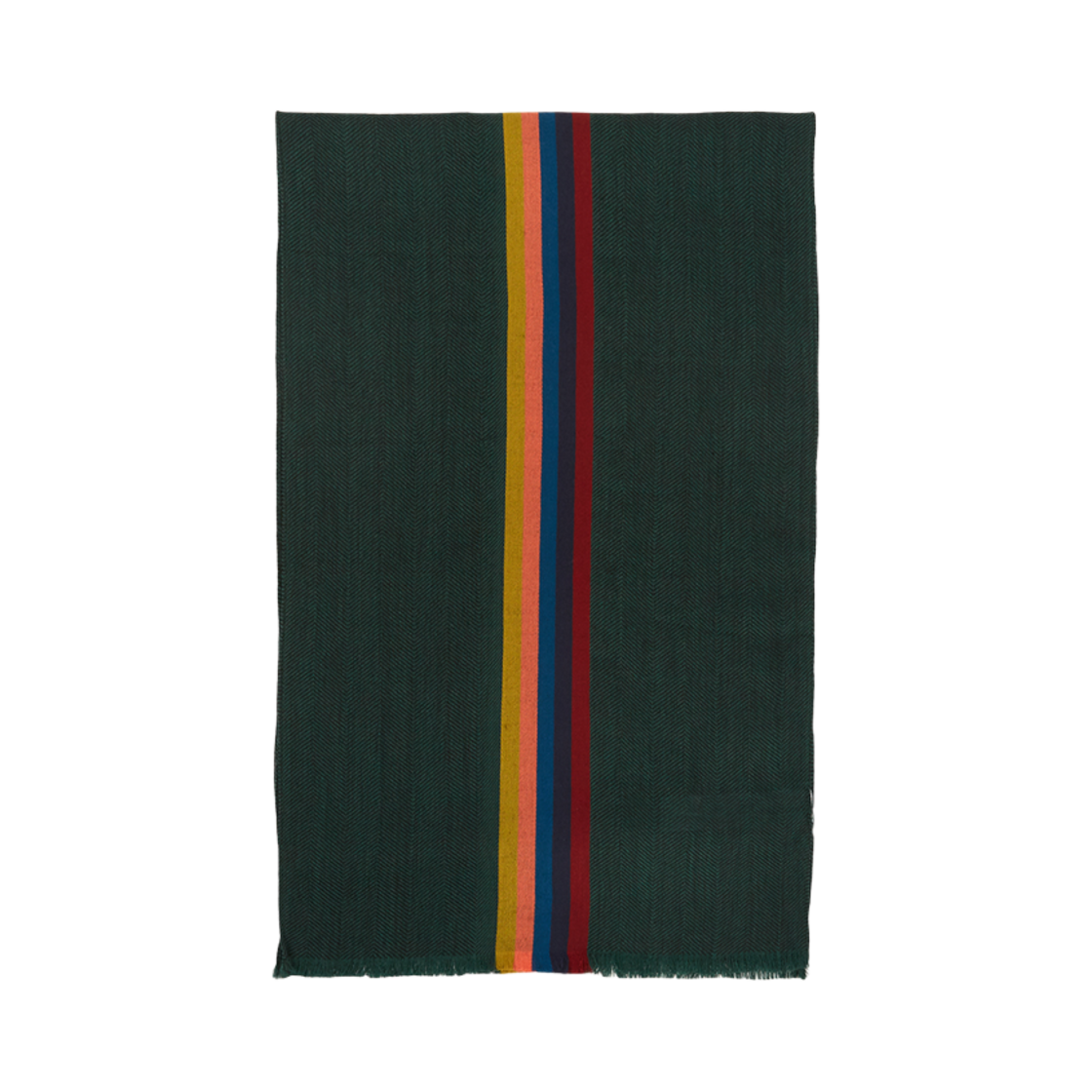 폴 스미스 아티스트 스트라이프 밴드 헤링본 울 블렌드 스카프 그린(Paul Smith Artist Stripe Band Herringbone Wool Blend Scarf Green)