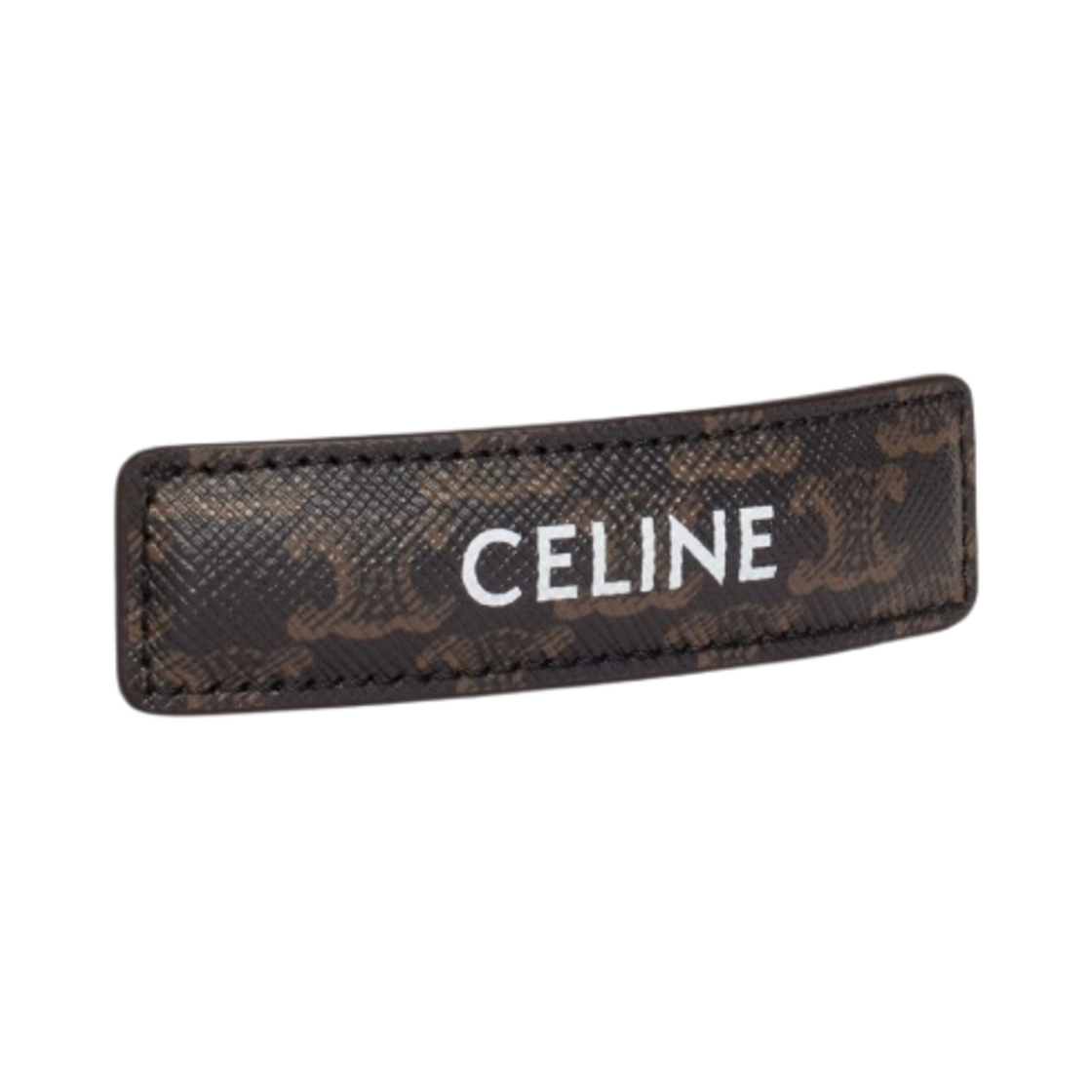 (W) 셀린느 카프스킨 & 스틸 트리옹프 캔버스 헤어 클립 골드 탄((W) Celine Triomphe Canvas Hair Clip in Calfskin & Steel and Canvas Gold Tan) - 2