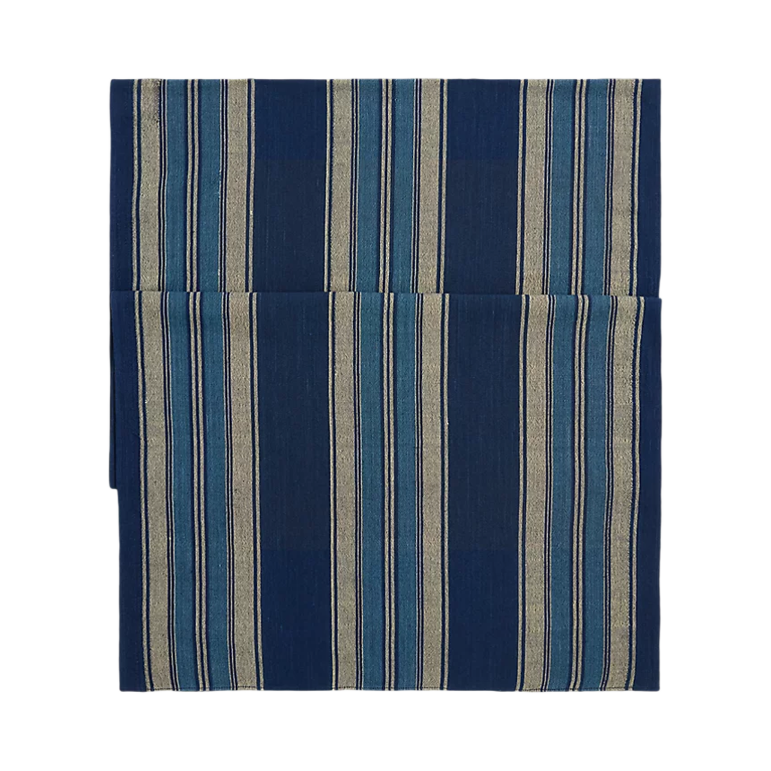 더블알엘 핸드우븐 스트라이프 코튼 스카프 인디고 크림(Double RL Handwoven Striped Cotton Scarf Indigo Cream) - 1