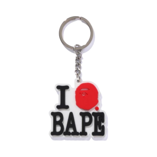 - BAPE I Love BAPE Keychain White