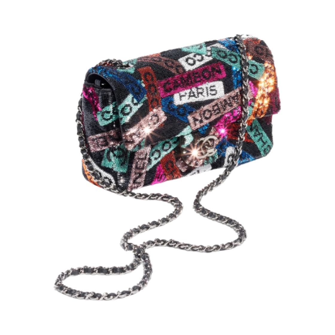 샤넬 스몰 플랩백 시퀸 루테늄 피니쉬 메탈 & 멀티컬러(Chanel Small Flap Bag Sequins Ruthenium Metal & Multicolor) - 2