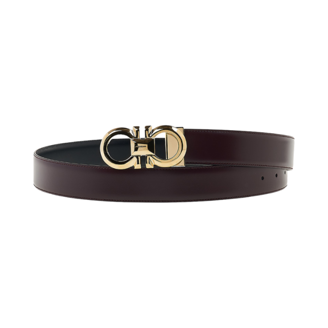 670320-770938 Ferragamo Reversible and Adjustable Gancini Belt Black Dark Barolo