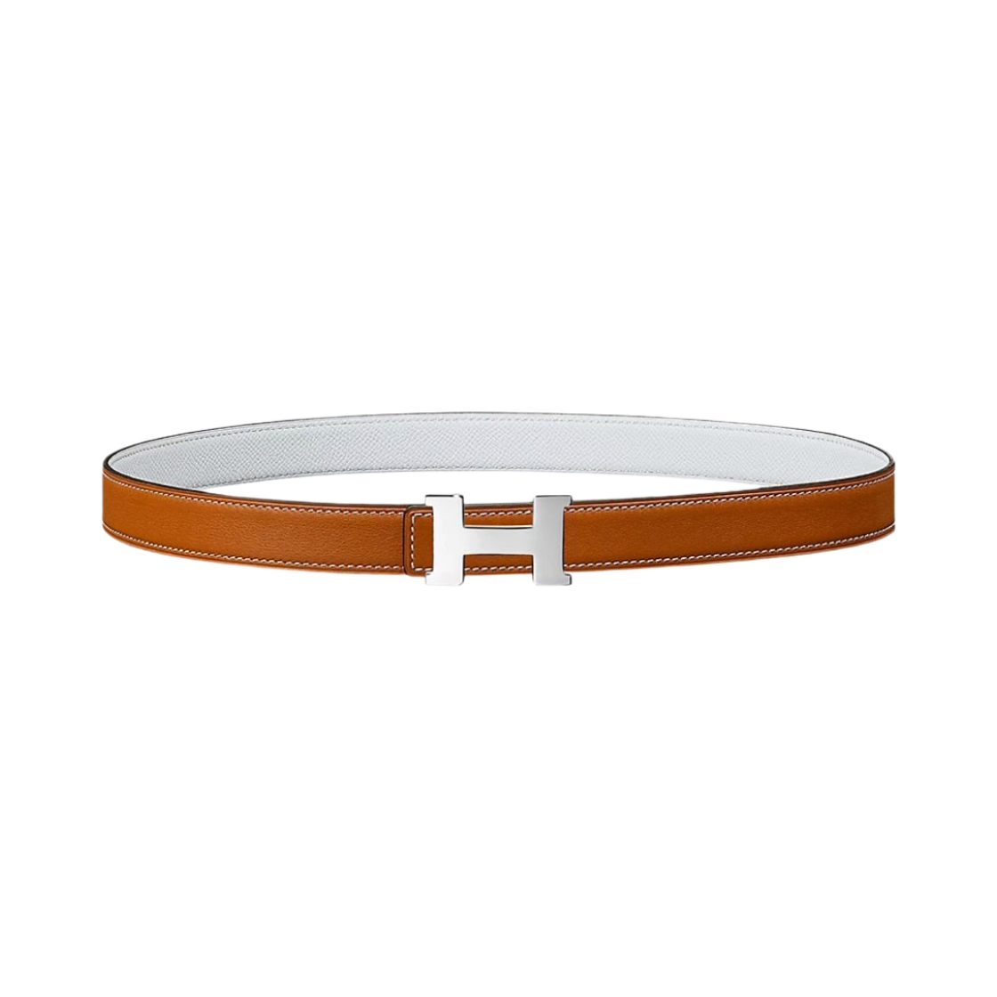 (W) 에르메스 미니 콘스탄스 벨트 버클 & 리버서블 가죽 스트랩 24mm & 실버 골드 블랑((W) Hermes Mini Constance Belt Buckle & Reversible Leather Strap 24mm & Silver Gold Blanc) - 1