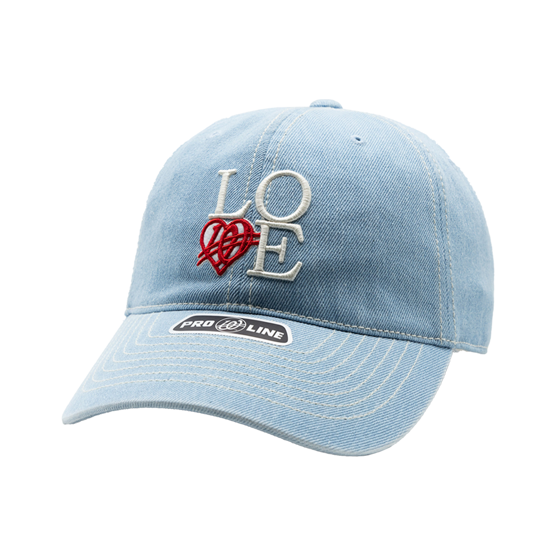 W251AAC04-LBL Weird world LOVE Logo Denim Ball Cap Light  Blue