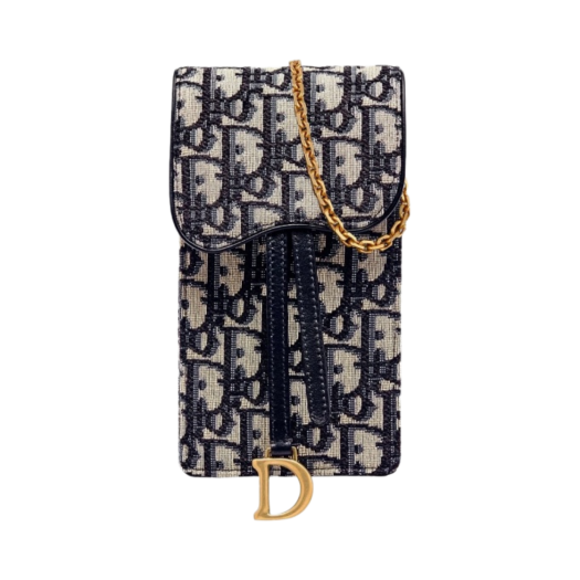 S5641CTZQ-M928 Dior Saddle Vertical Pouch Blue Dior Oblique Jacquard