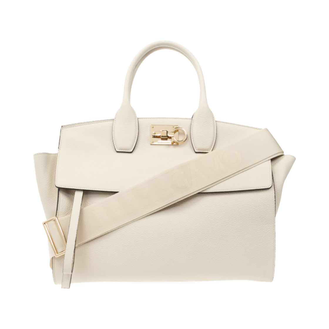 214989-765814 Ferragamo Studio Large Tote Bag Mascarpone