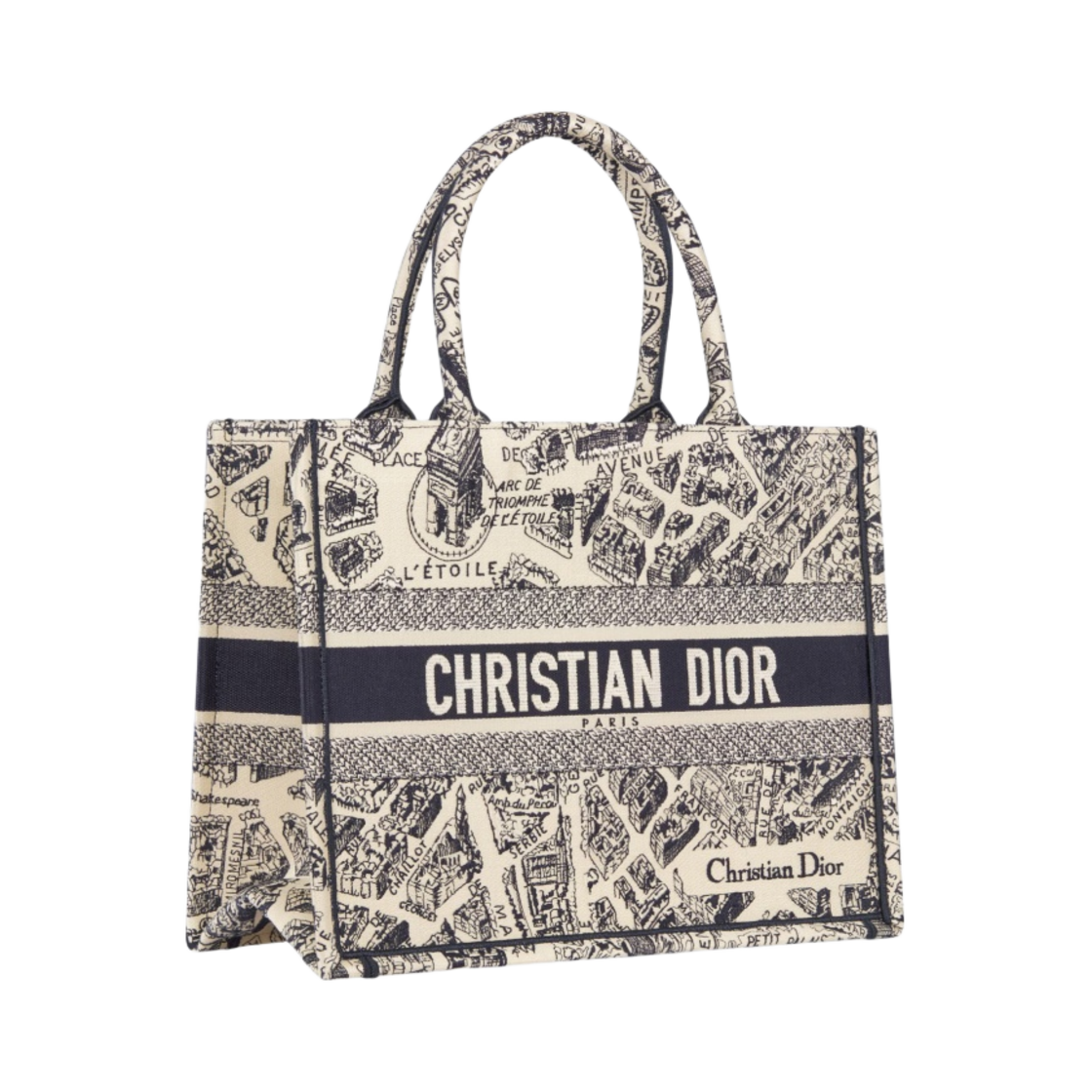 디올 미디움 북 토트 플랜 드 파리 자수 베이지 네이비 블루(Dior Medium Book Tote Plan de Paris Embroidery Beige Navy Blue) - 2