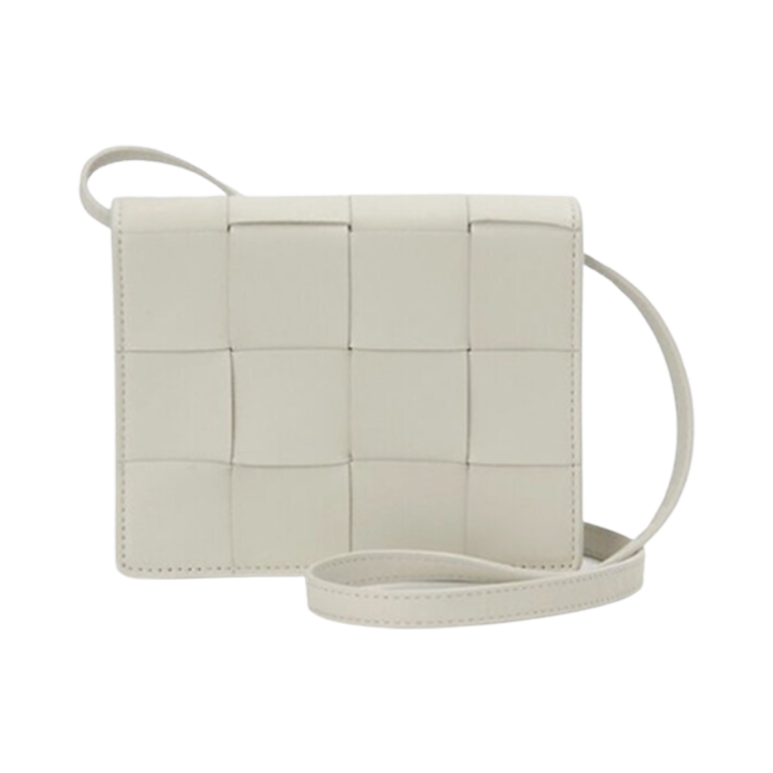 574051VMAY19644 Bottega Veneta Mini Cassette Shoulder Bag Ivory