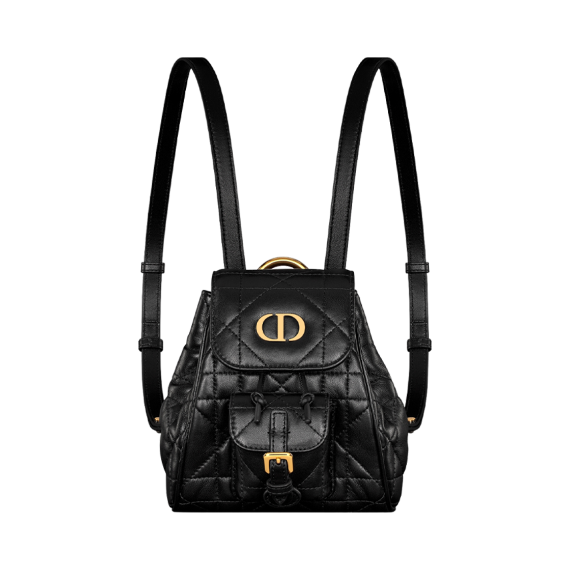 S5237UNOZ-M900 Dior Caro Nano Backpack Macrocannage Lambskin Black