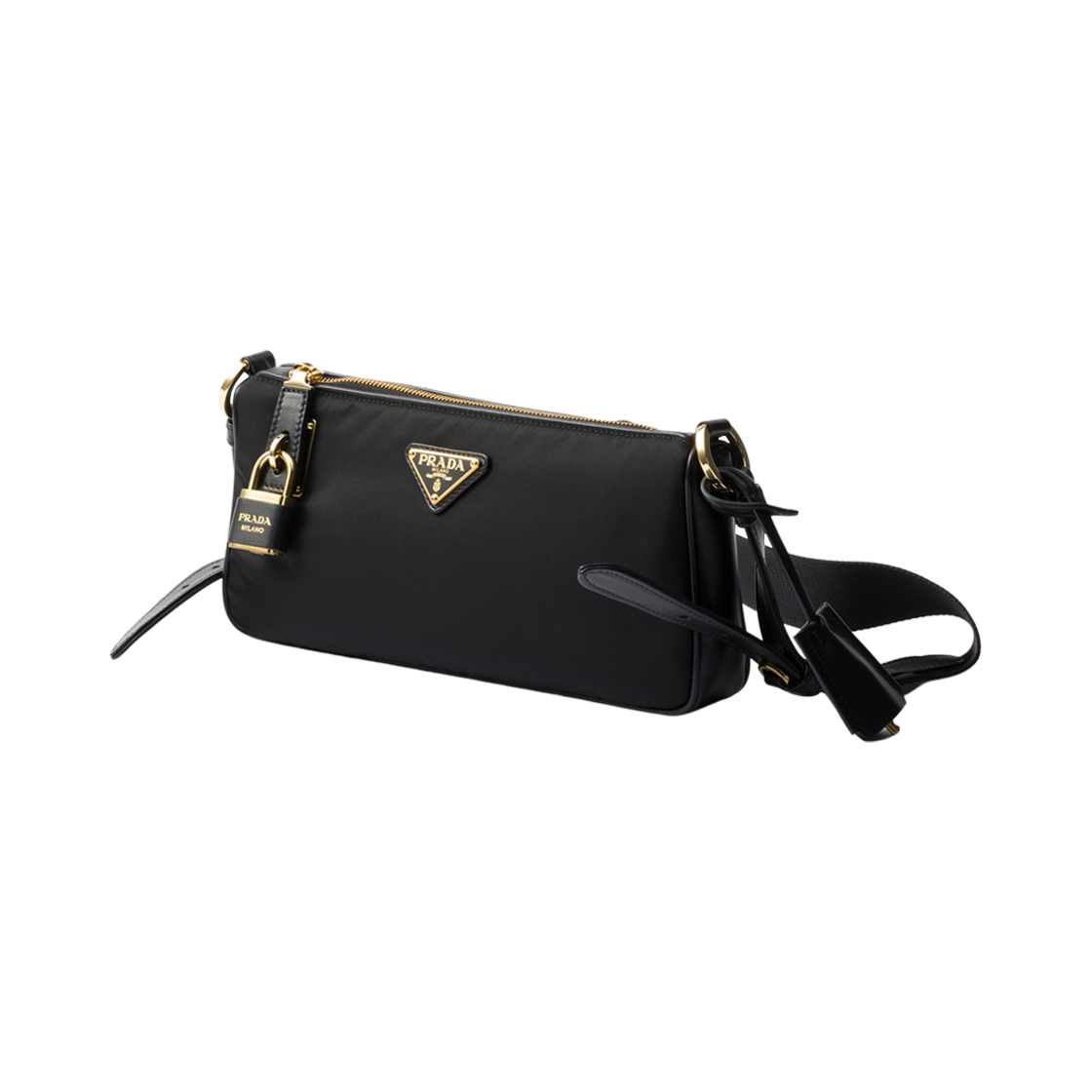 프라다 스몰 리나일론 앤 레더 숄더백 블랙(Prada Small Re-Nylon and Leather Shoulder Bag Black) - 3