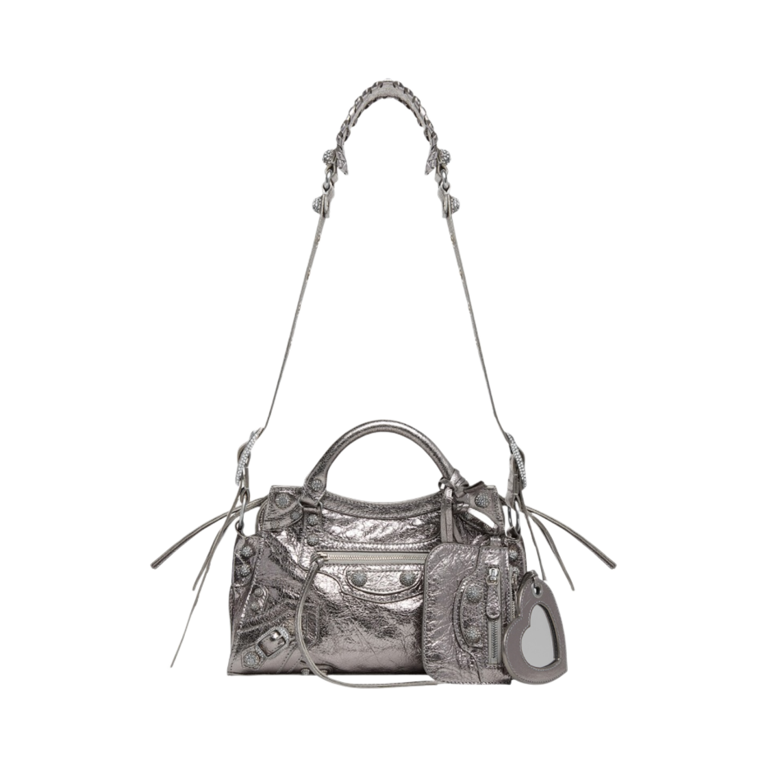 발렌시아가 네오 카골 XS 핸드백 라인스톤 실버(Balenciaga Neo Cagole XS Handbag Rhinestones Silver) - 1