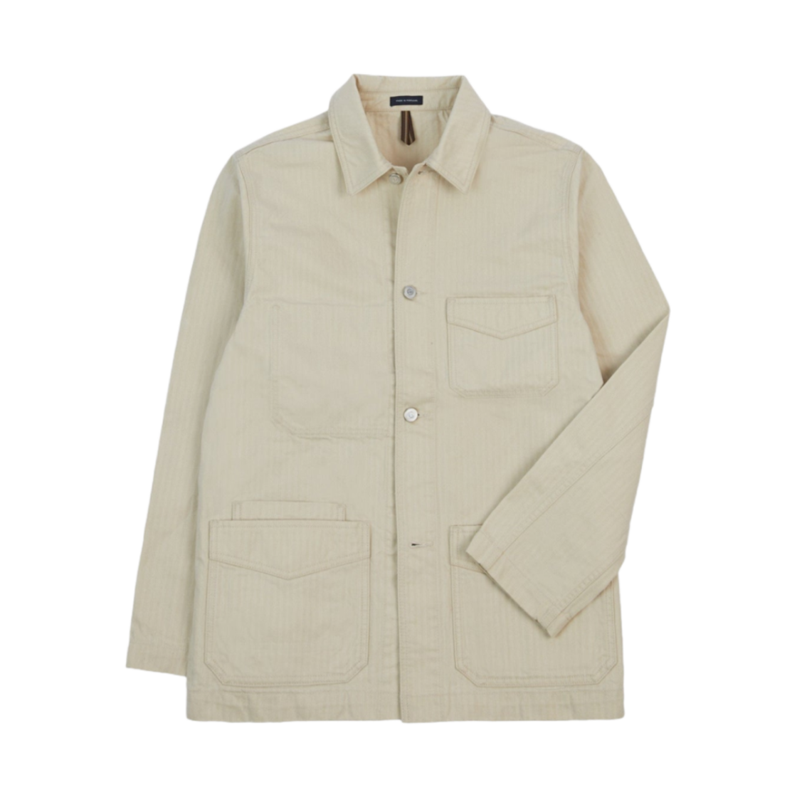 DR2A1B-24859-02-050 Drake's Waxed Herringbone Cotton Five Pocket Chore Jacket Ecru