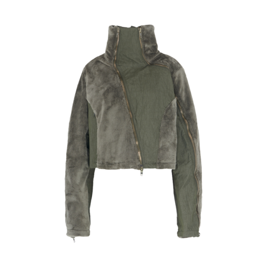 24fw15 Surgery Cross Zip Crop Fleece Jacket Khaki