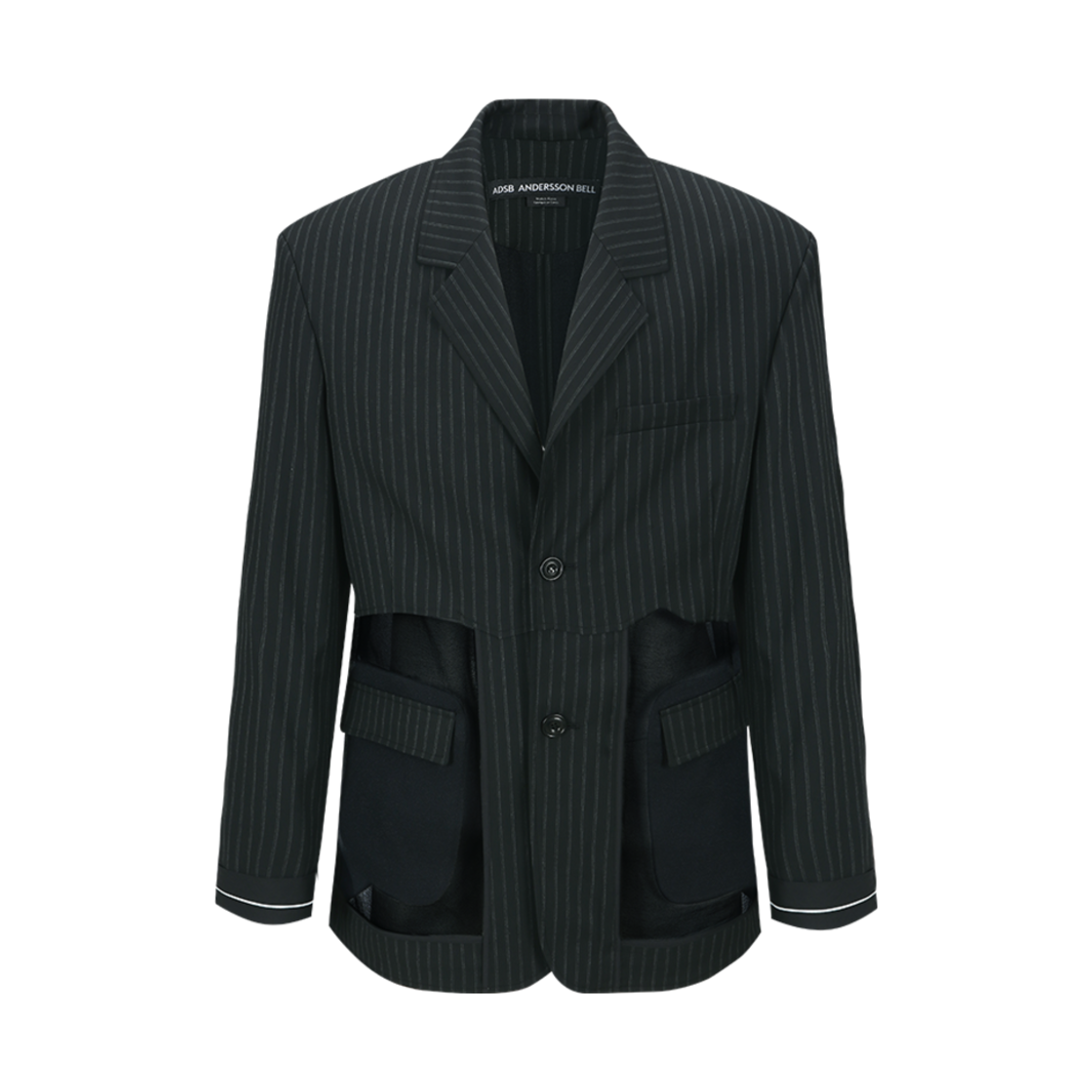 awa698u(BLACK) ADSB Andersson Bell Inside Out Stripe Sheer Jacket Black