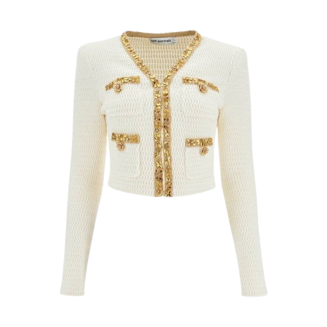 (W) 셀프 포트레이트 루렉스 니트 가디건 크림((W) Self Portrait Lurex Knit Cardigan Cream)