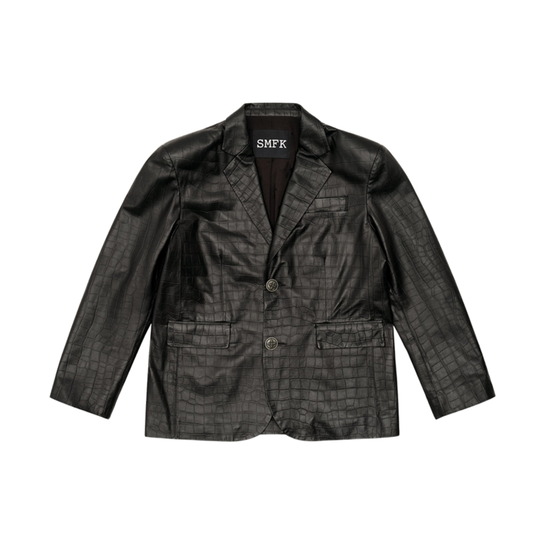 SU002BC (W) SMFK Wildworld Vintage Leather Crocodile Suit Jacket Black