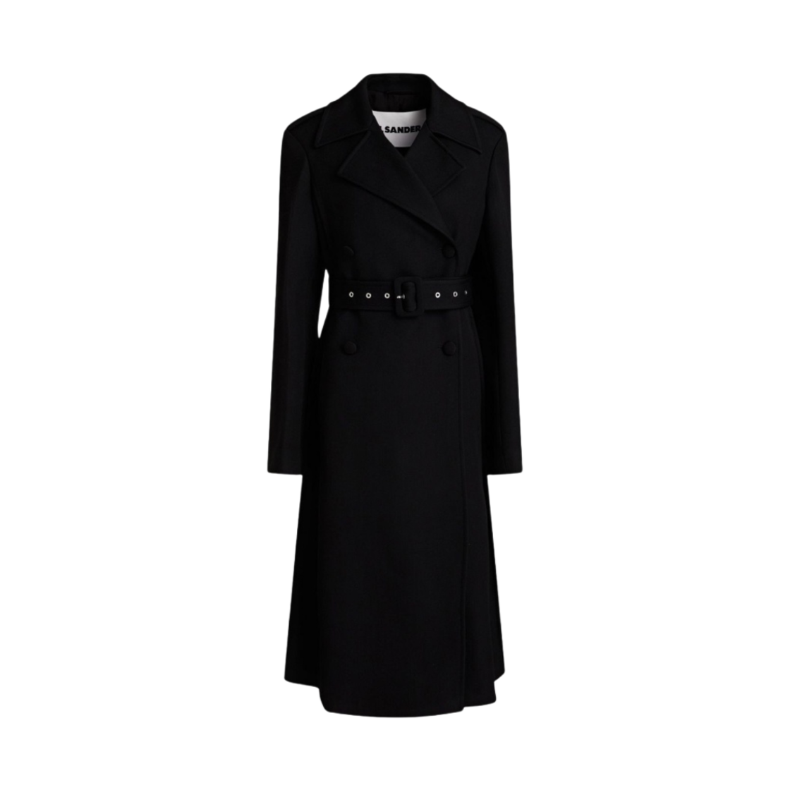 (W) 질 샌더 더블 벨티드 코트 블랙((W) Jil Sander Double Belted Coat Black)